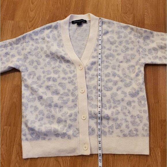 French Connection Leopard-Print Cardigan size Medium in Ivory/Gray - NEW - Picture 8 of 11